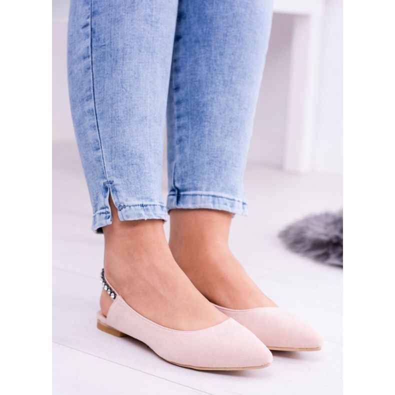 Ballerines en daim rose Lu Boo en strass Spitz Macron 1