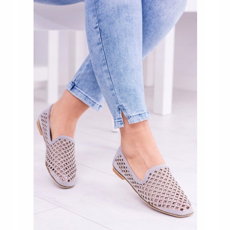 Lu Boo Gris Ajouré Ballerines Lordsy Studs Carmar 1 Lu Boo Gris Ajouré Ballerines Lordsy Studs Carmar 1