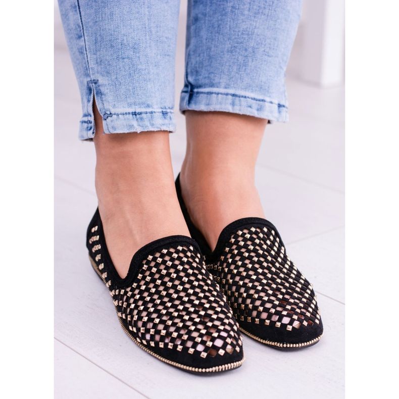 Lu Boo Ballerines Ajourées Noires Lordsy Brads Carmar 1