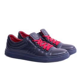KENT Baskets Homme Elon Bleu Marine En Cuir 1