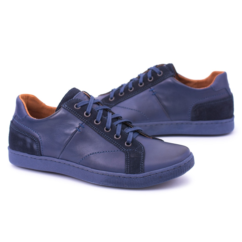 Neex Chaussures décontractées Ender pour hommes en cuir bleu marine 1