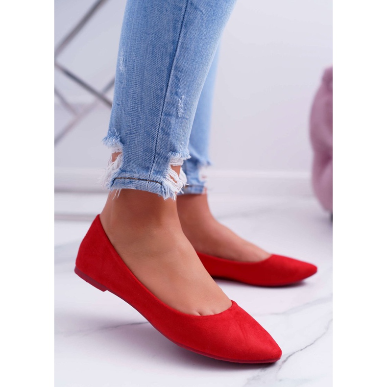 PS1 Ballerines Femme Rouge Daim Bueno 1