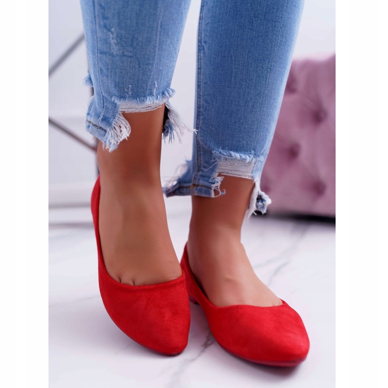PS1 Ballerines Femme Rouge Daim Bueno 2