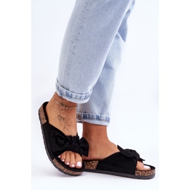 PS1 Pantoufles noires pour femmes sur le nœud en liège Wendy 1