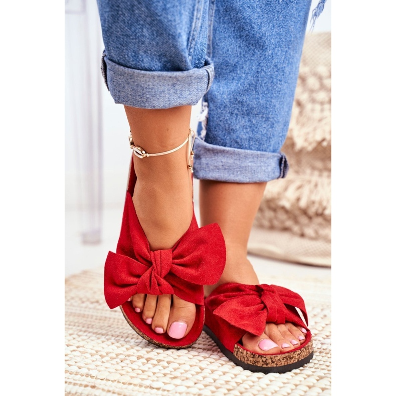 PS1 Chaussons rouges pour femmes sur le nœud en liège Wendy 1