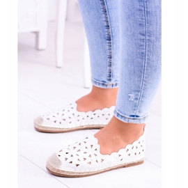 Lu Boo Ballerines Femme Espadrilles Blanches Fleurs Macarena 5