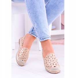Lu Boo Ballerines Femme Espadrilles Dorées Macarena Flowers 1