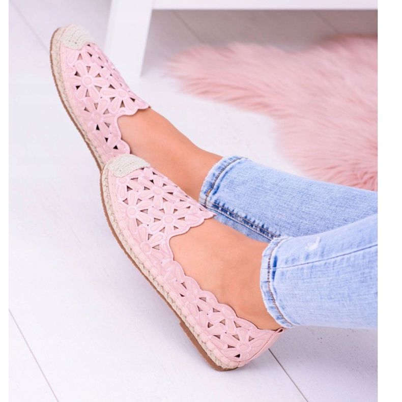 Lu Boo Ballerines Femme Espadrilles Rose Fleurs Macarena 1