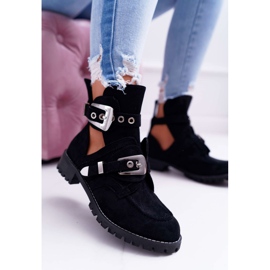 Lu Boo Bottes en daim noires découpées Rock Girl le noir 1