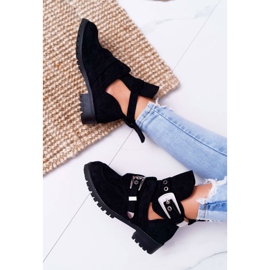 Lu Boo Bottes en daim noires découpées Rock Girl le noir 5