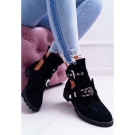 Lu Boo Bottes en daim noires découpées Rock Girl le noir 2