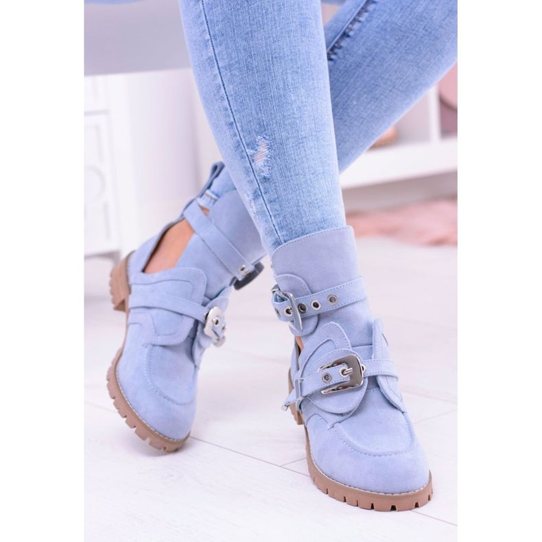 Lu Boo Bottines Découpées En Daim Bleu Rock Girl 1