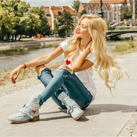 Lu Boo Bottines Découpées En Daim Bleu Rock Girl 7