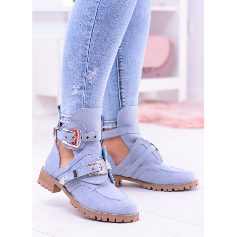 Lu Boo Bottines Découpées En Daim Bleu Rock Girl 2