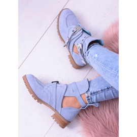 Lu Boo Bottines Découpées En Daim Bleu Rock Girl 5