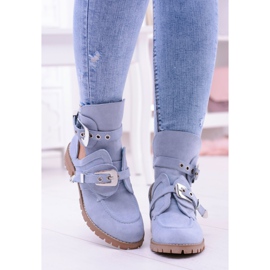 Lu Boo Bottines Découpées En Daim Bleu Rock Girl 4