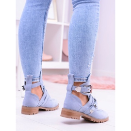 Lu Boo Bottines Découpées En Daim Bleu Rock Girl 3