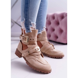 Lu Boo Bottines Découpées En Daim Beige Rock Girl 1