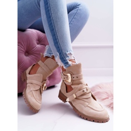 Lu Boo Bottines Découpées En Daim Beige Rock Girl 3