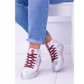 Baskets Big Star High Blanc Argent Plaqué BB274016 blanche 1