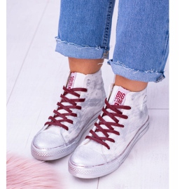 Baskets Big Star High Blanc Argent Plaqué BB274016 2