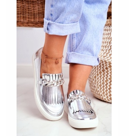 Baskets Femme Slip On Mocassins Lu Boo Miroir Avec Franges Nefrette gris 2