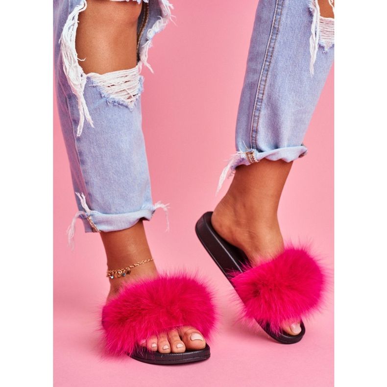 Chaussons Femme Fourrure Naturelle Fuchsia Naturis rose 1 Chaussons Femme Fourrure Naturelle Fuchsia Naturis rose 1