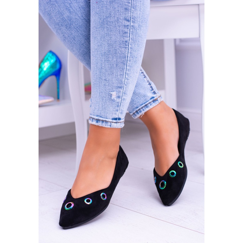 Lu Boo Ballerine Noire En Spitz Oeillets Essence Octavia 1