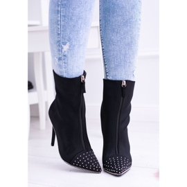 BUGO Bottes en daim noires sur un talon Regio le noir 5