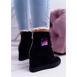 Baskets Femme Lu Boo Daim Noir avec Chaînes Irisées Monica le noir 4