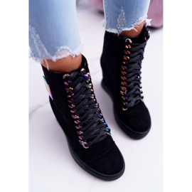 Baskets Femme Lu Boo Daim Noir avec Chaînes Irisées Monica le noir 3