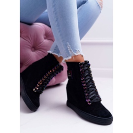Baskets Femme Lu Boo Daim Noir avec Chaînes Irisées Monica le noir 5