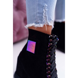 Baskets Femme Lu Boo Daim Noir avec Chaînes Irisées Monica le noir 6