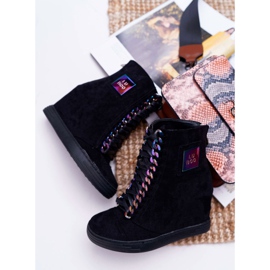 Baskets Femme Lu Boo Daim Noir avec Chaînes Irisées Monica le noir 7