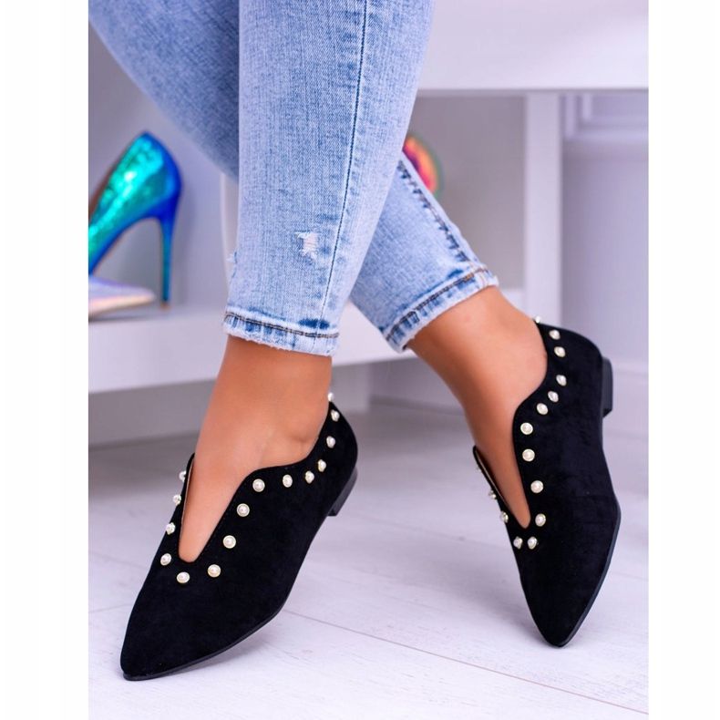 Lu Boo Chaussures Noires Avec Découpes Perles Merseo le noir 1