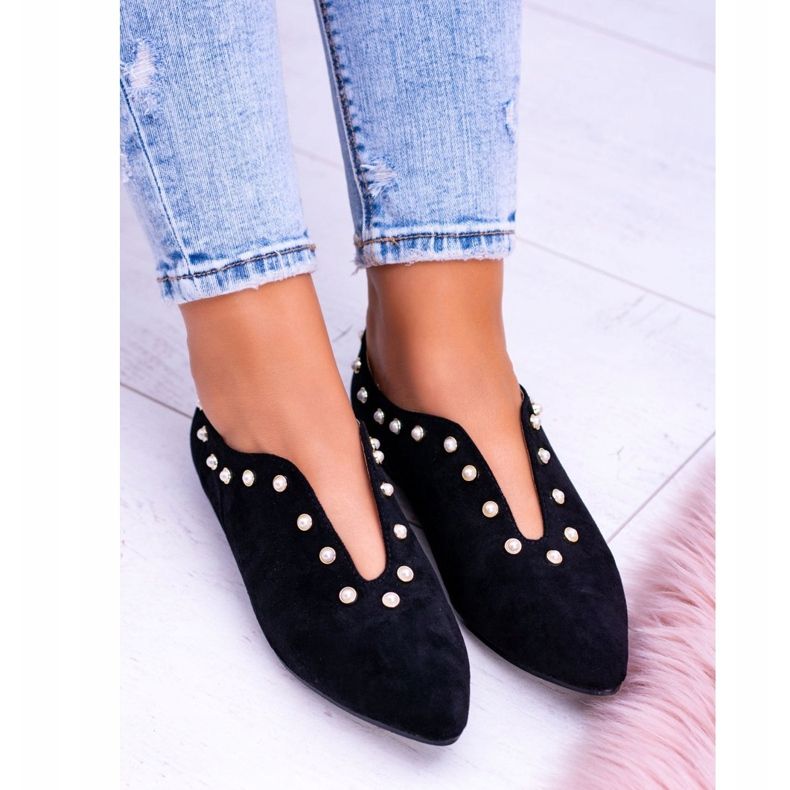 Lu Boo Chaussures Noires Avec Découpes Perles Merseo 2