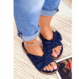 PS1 Chaussons Femme Bleu Marine Avec Nœud Wendy Cork 1