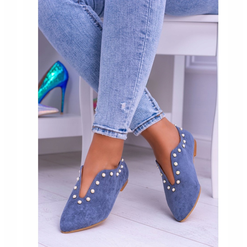 Lu Boo Chaussures Bleues Avec Découpes Perles Merseo 1 Lu Boo Chaussures Bleues Avec Découpes Perles Merseo 1