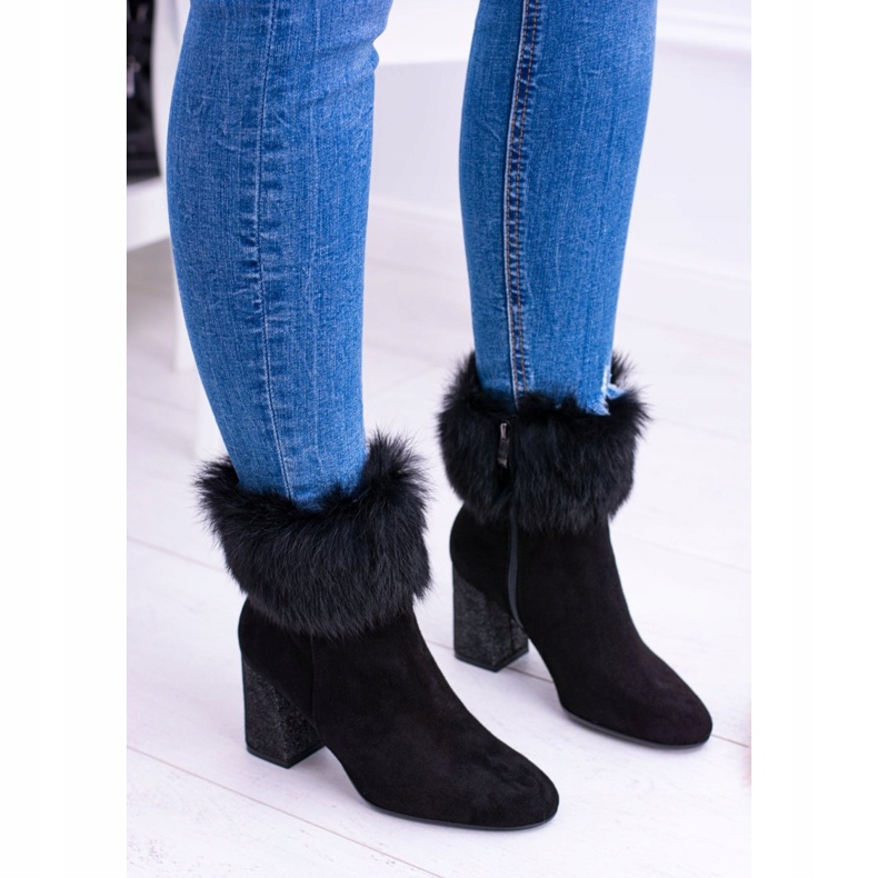 Bottes Femme Noires En Daim Avec Fourrure Laura Messi 1689 le noir 2