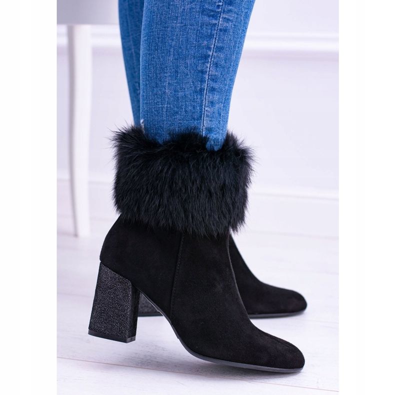 Bottes Femme Noires En Daim Avec Fourrure Laura Messi 1689 le noir 1