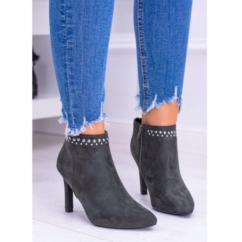 Vinceza Bottines Olive Femme à Talons Hauts Rivets Bemi vert 2