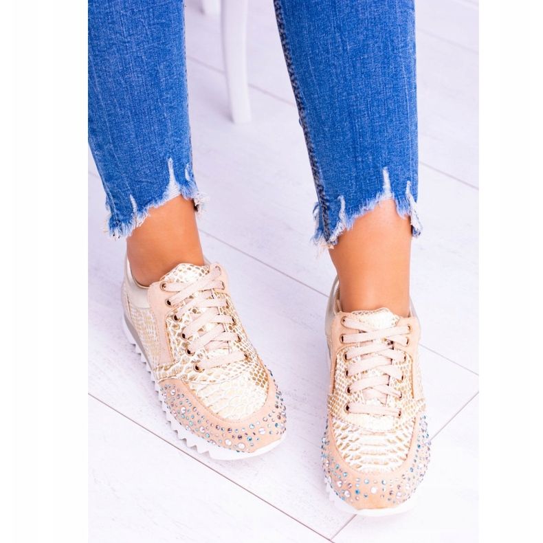 Chaussures de sport pour femmes dorées à paillettes Lu Boo Infinitiale d'or 2 Chaussures de sport pour femmes dorées à paillettes Lu Boo Infinitiale d'or 2