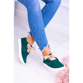 Butmil Baskets à boucle en cuir vert pour femmes 3