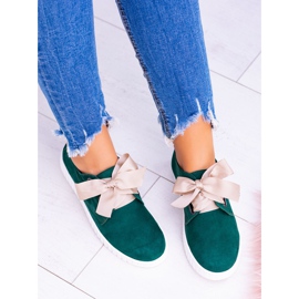 Butmil Baskets à boucle en cuir vert pour femmes 2