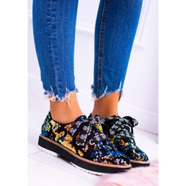 Lu Boo Femmes Richelieu Daim Multicolore Moonlight le noir 6