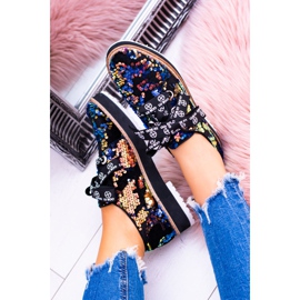 Lu Boo Femmes Richelieu Daim Multicolore Moonlight le noir 7