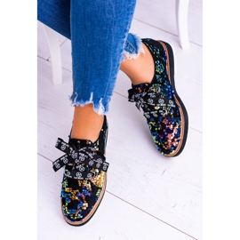 Lu Boo Femmes Richelieu Daim Multicolore Moonlight le noir 1