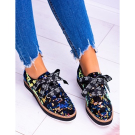 Lu Boo Femmes Richelieu Daim Multicolore Moonlight le noir 2