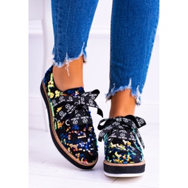 Lu Boo Femmes Richelieu Daim Multicolore Moonlight le noir 5