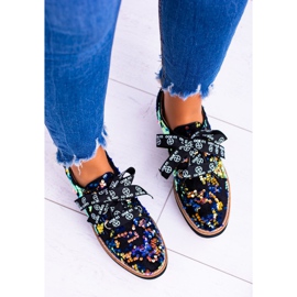 Lu Boo Femmes Richelieu Daim Multicolore Moonlight le noir 4